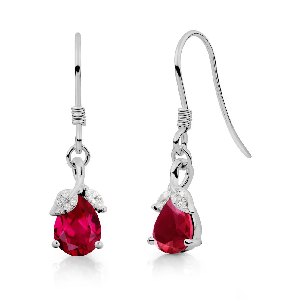 Nature Leaf Inspired Ruby Earrings - LUO Jewelry #metal_platinum