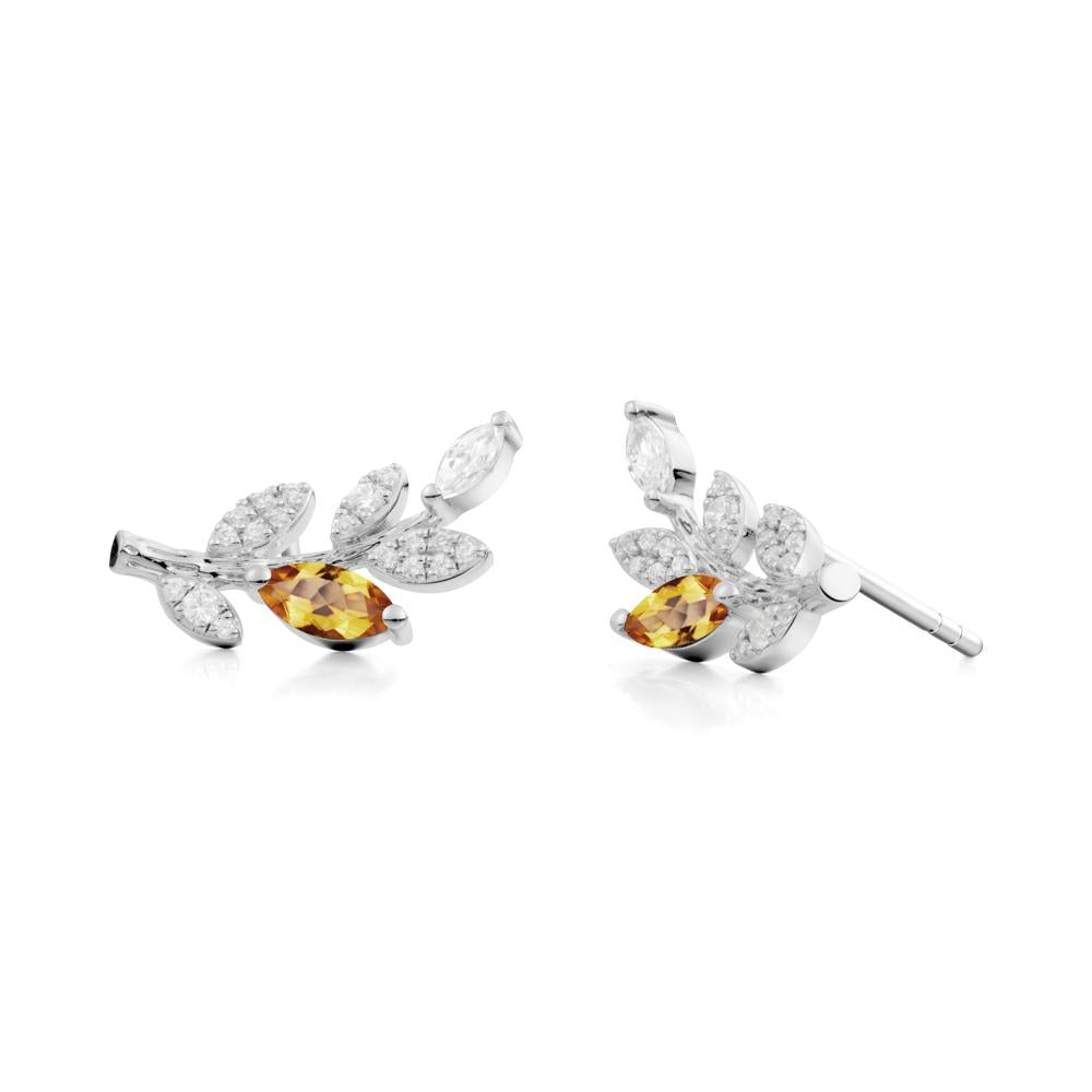 Citrine Olive Branch Stud Earrings - LUO Jewelry #metal_sterling silver