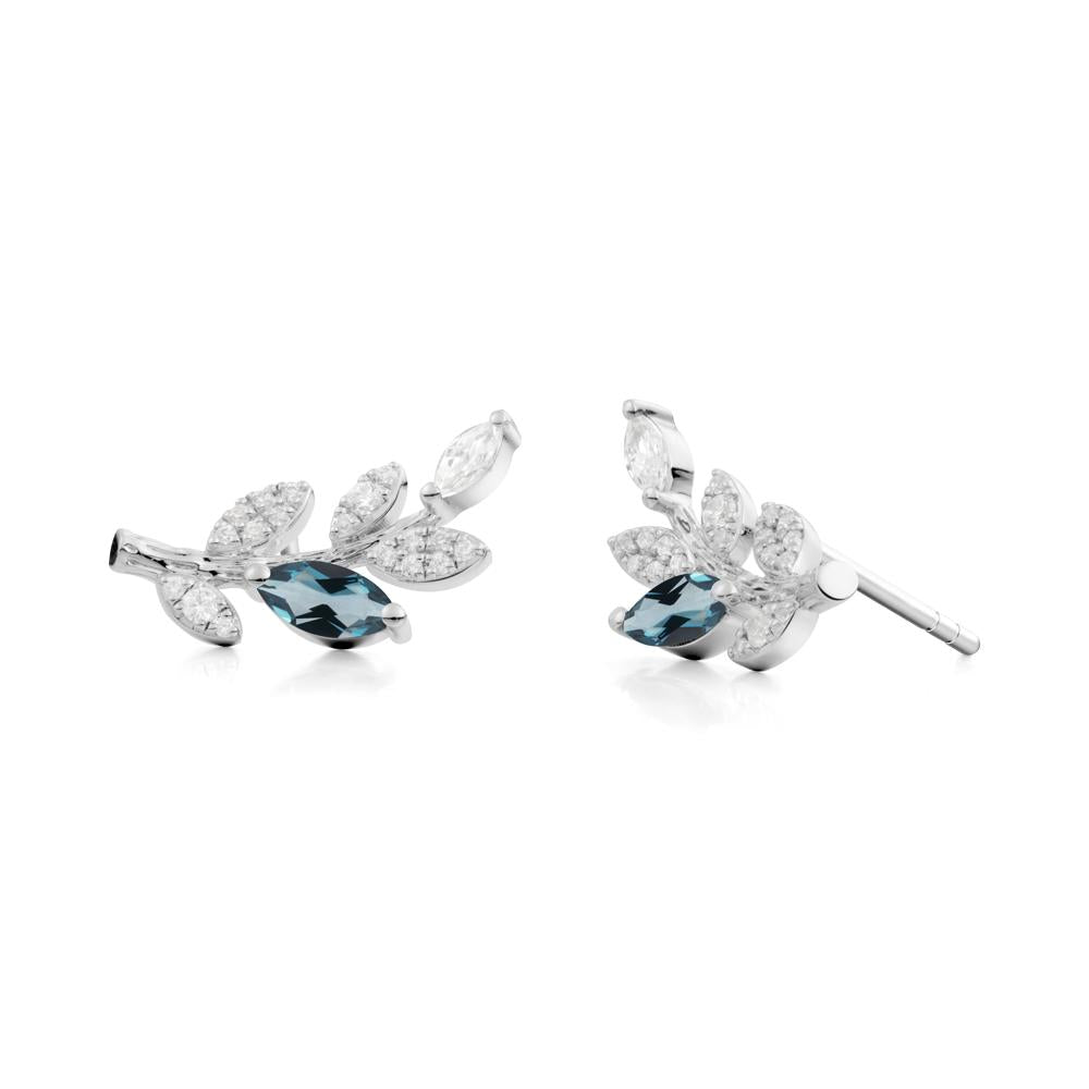 London Blue Topaz Olive Branch Stud Earrings - LUO Jewelry #metal_sterling silver