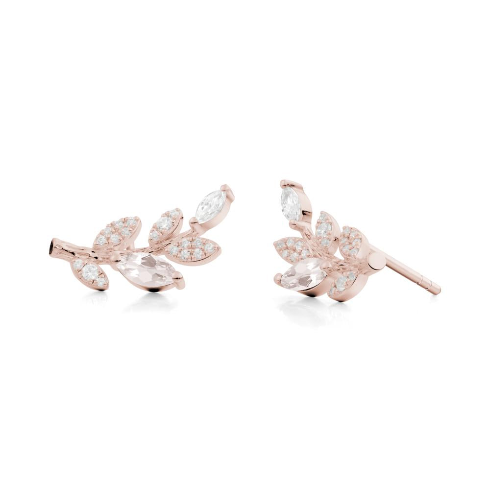 Morganite Olive Branch Stud Earrings - LUO Jewelry #metal_14k rose gold