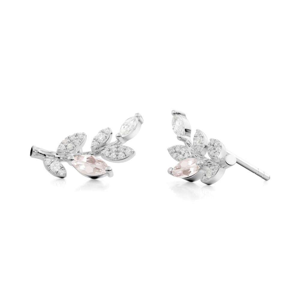 Morganite Olive Branch Stud Earrings - LUO Jewelry #metal_18k white gold
