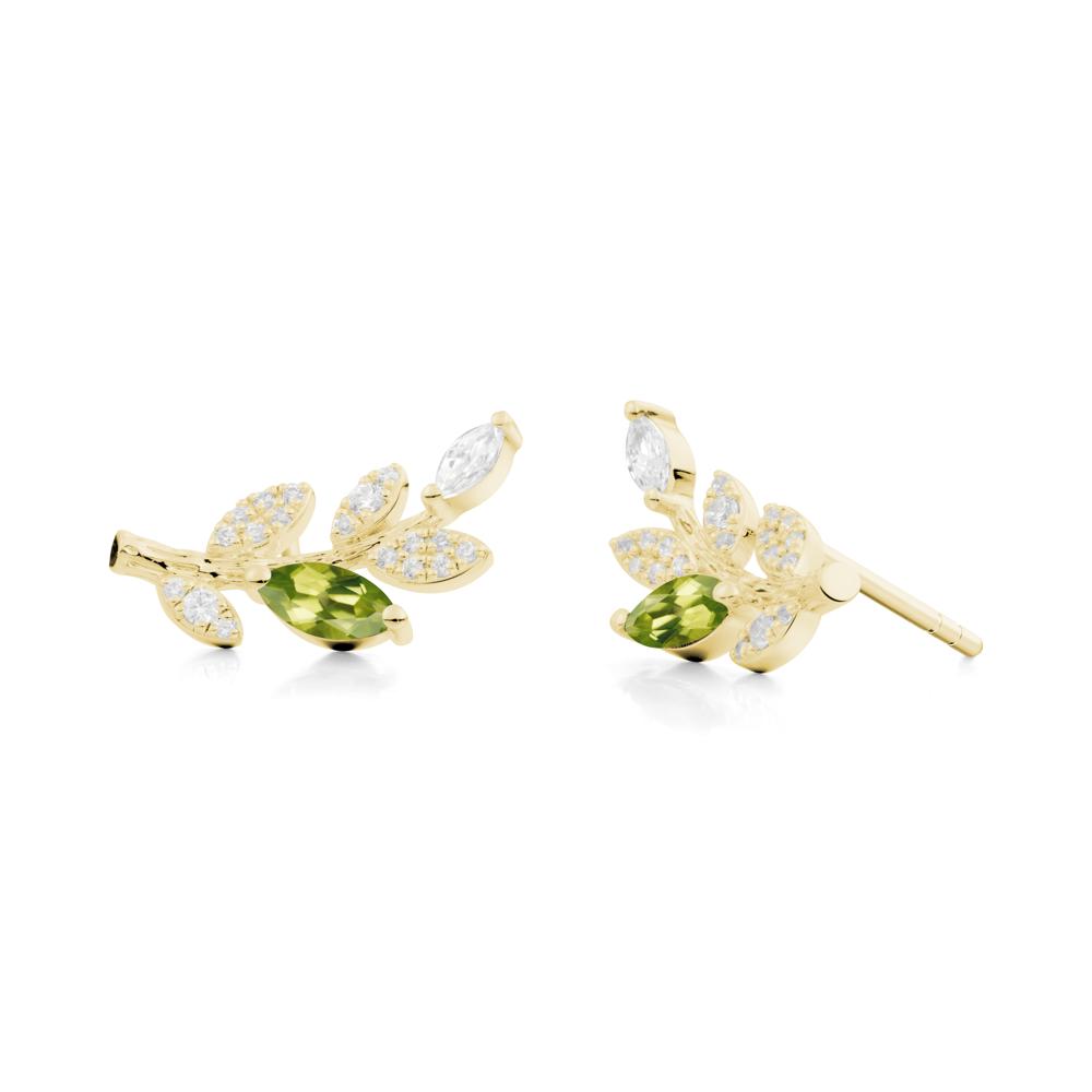 Marquise Peridot Olive Branch Stud Earrings - LUO Jewelry #metal_18k yellow gold