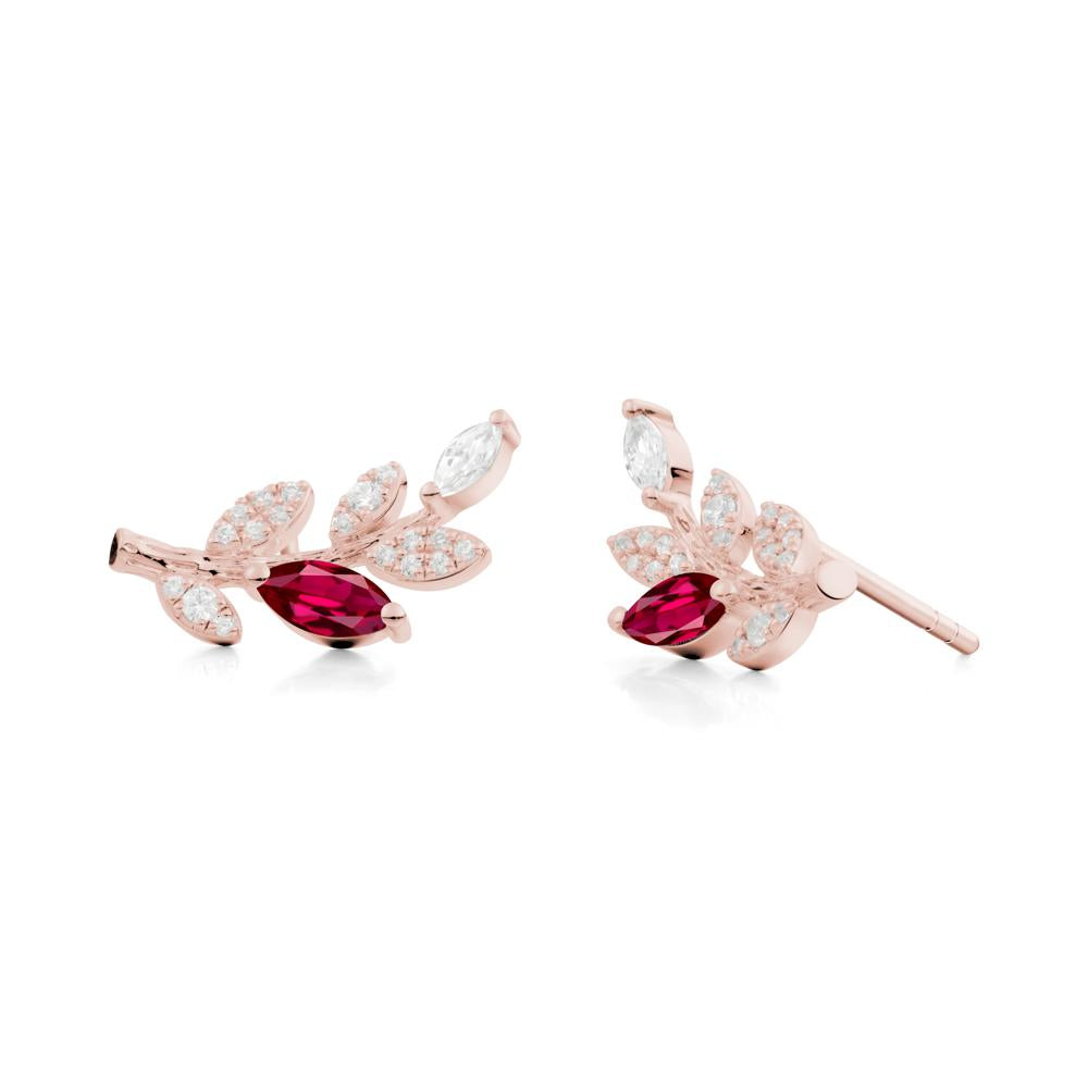 Ruby Olive Branch Stud Earrings - LUO Jewelry #metal_18k rose gold