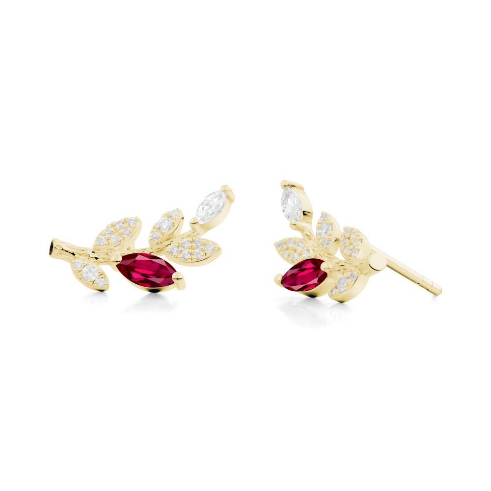 Ruby Olive Branch Stud Earrings - LUO Jewelry #metal_18k yellow gold