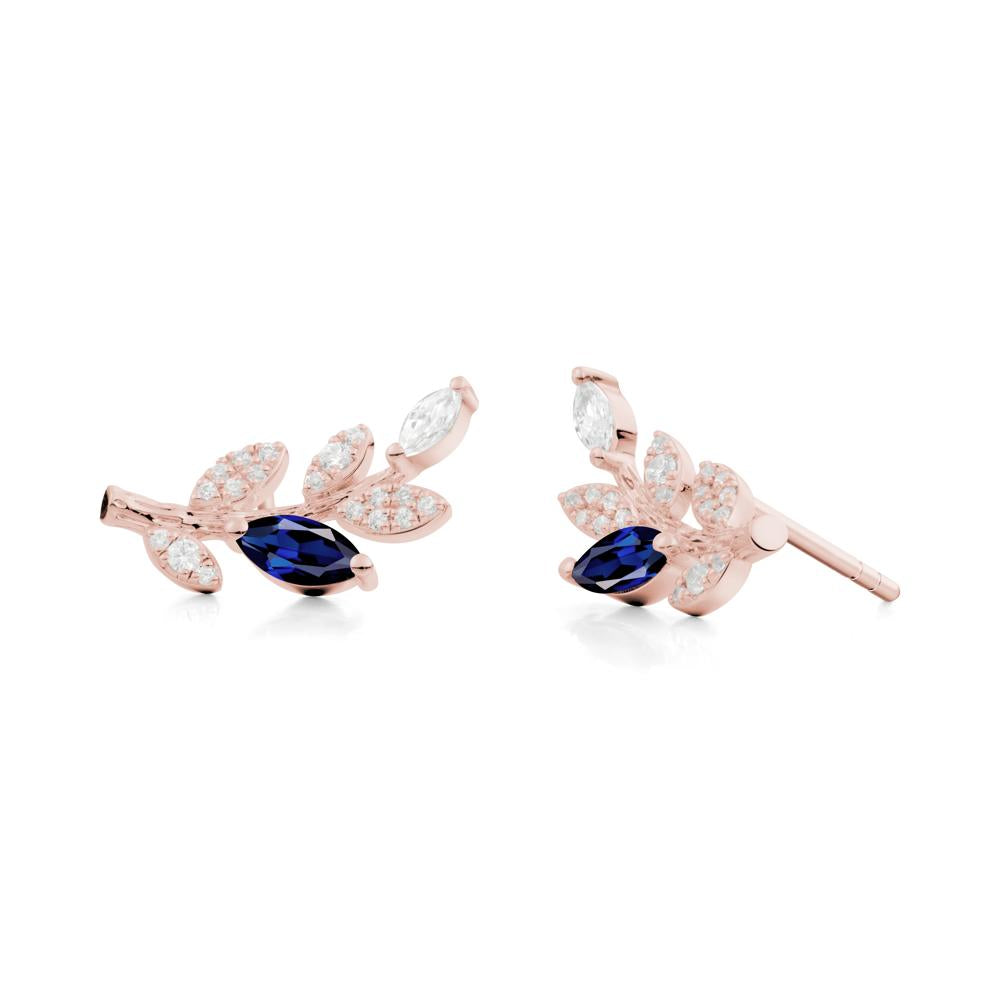 Marquise Sapphire Vine Leaf  Earrings - LUO Jewelry #metal_18k rose gold