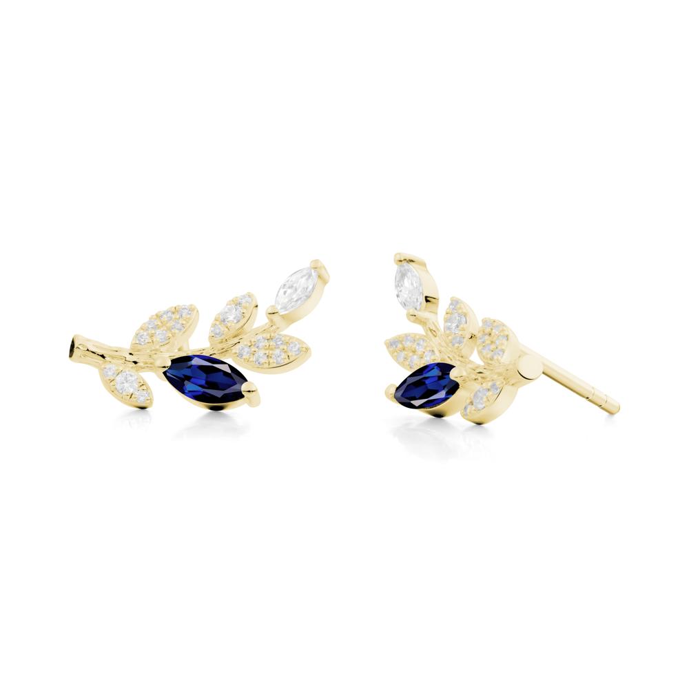 Marquise Sapphire Vine Leaf  Earrings - LUO Jewelry #metal_18k yellow gold
