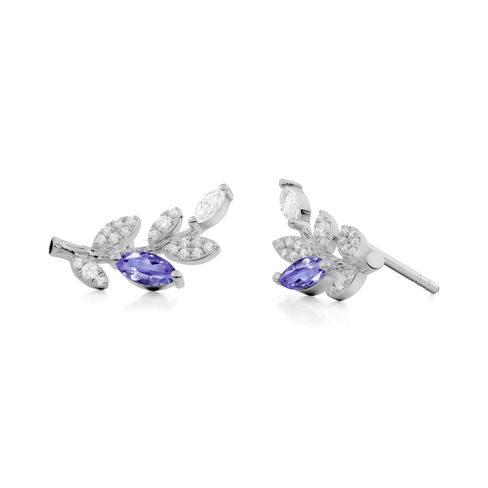 Tanzanite Olive Branch Stud Earrings - LUO Jewelry #metal_platinum