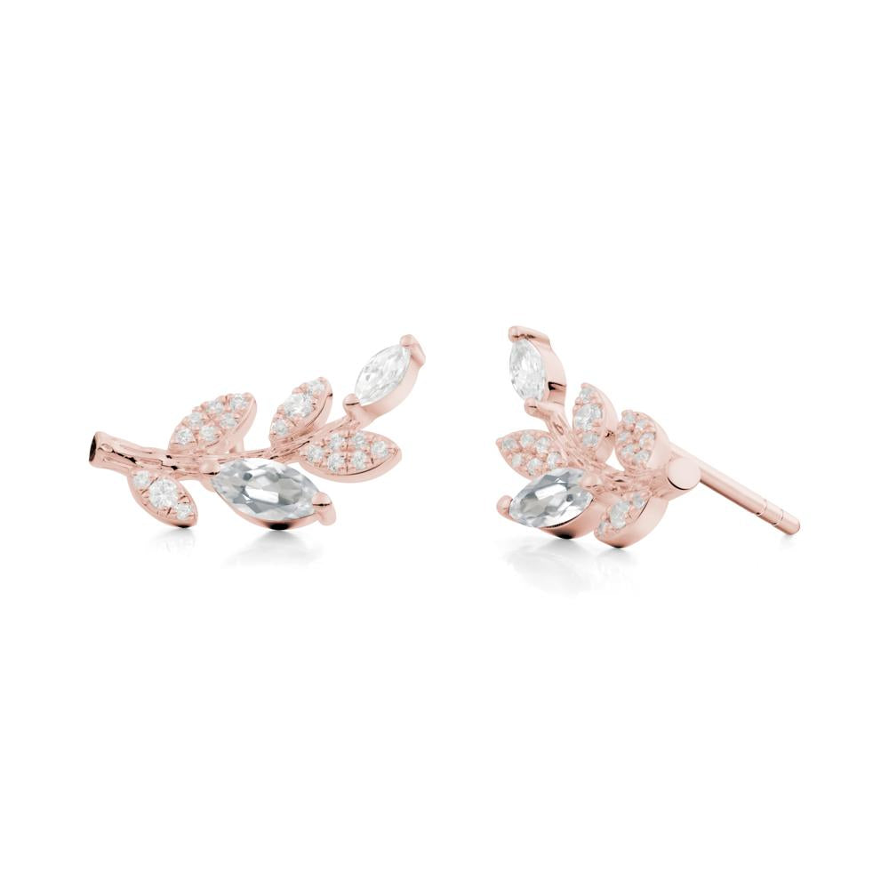 Marquise White Topaz Vine Leaf  Earrings - LUO Jewelry #metal_18k rose gold