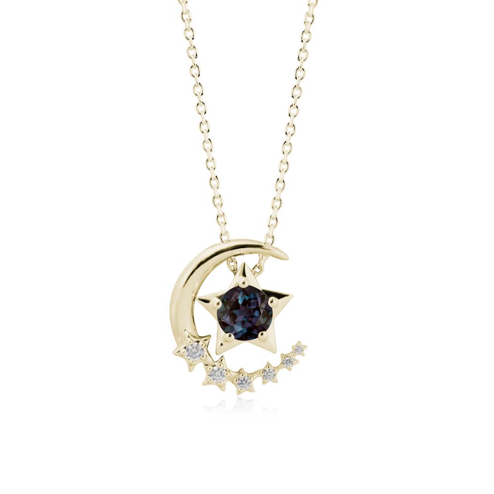 Swinging Star and Crescent Moon Diopside Necklace | LUO