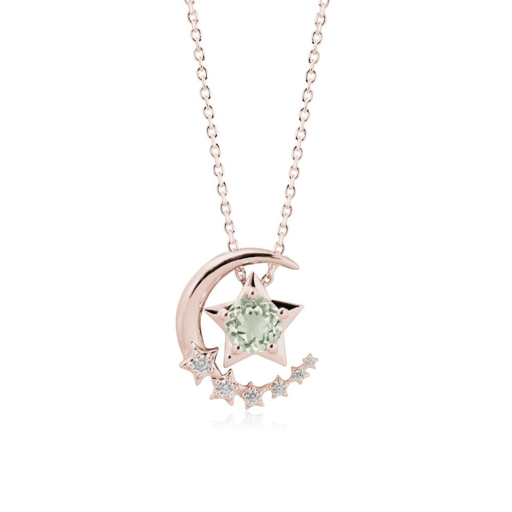 Star and Crescent Moon Cubic Zirconia Pendant Necklace | LUO
