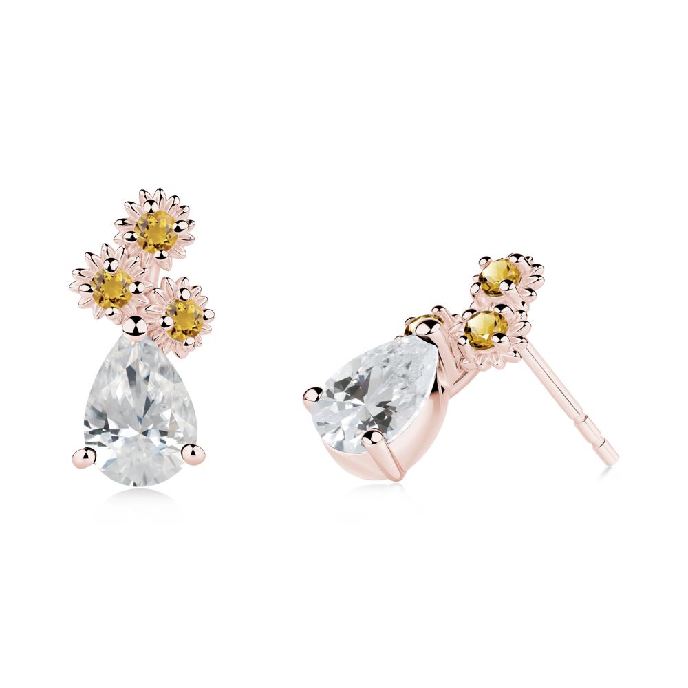 Petals of Promise Sunflower Cubic Zirconia and Citrine Earrings - LUO Jewelry #metal_18k rose gold