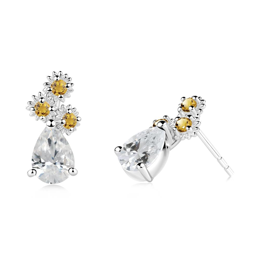 Petals of Promise Sunflower Cubic Zirconia and Citrine Earrings - LUO Jewelry #metal_sterling silver