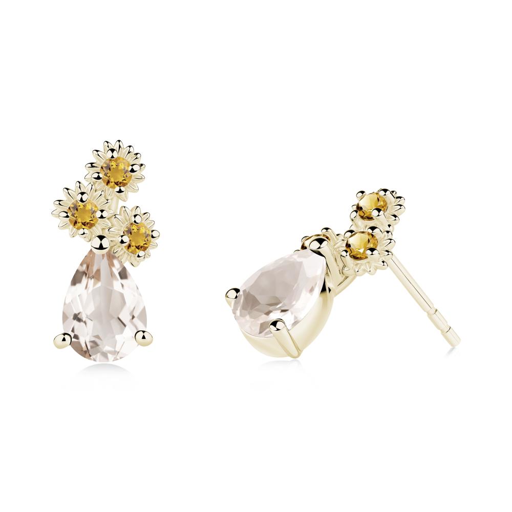 Petals of Promise Sunflower Morganite and Citrine Earrings - LUO Jewelry #metal_14k yellow gold