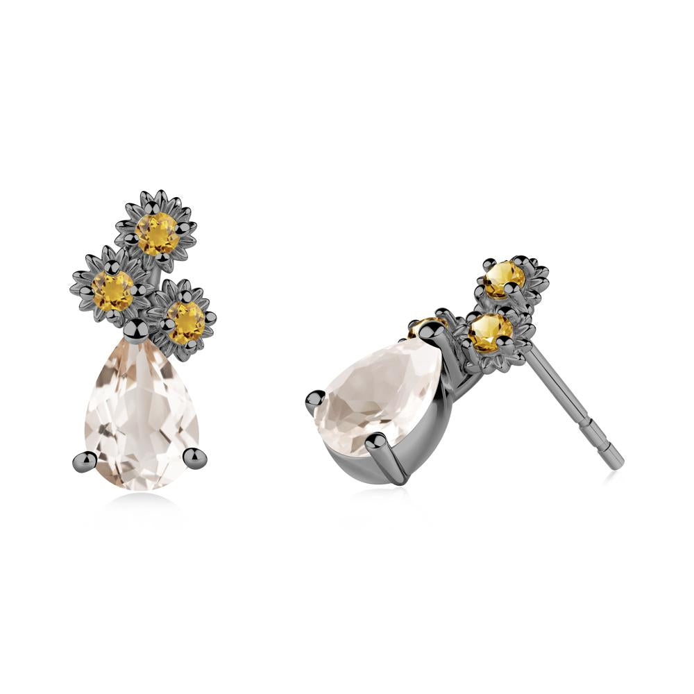 Petals of Promise Sunflower Morganite and Citrine Earrings - LUO Jewelry #metal_black finish sterling silver