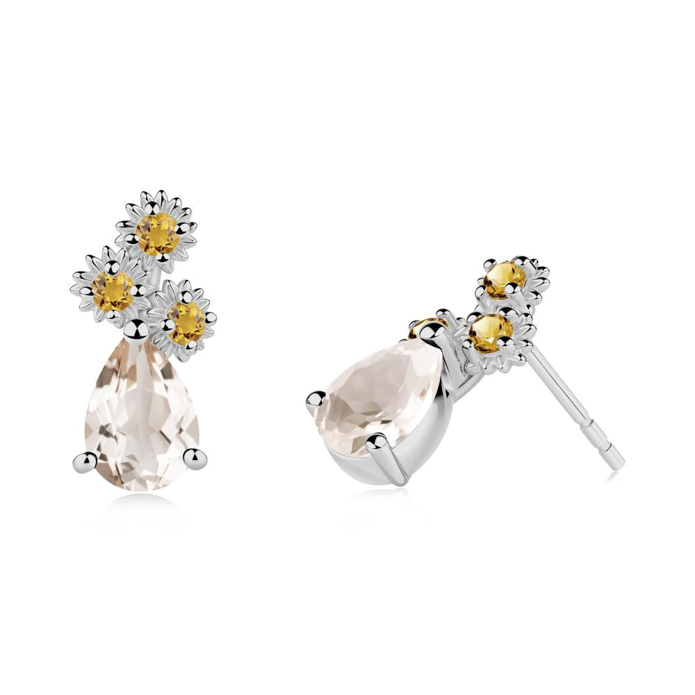 Petals of Promise Sunflower Morganite and Citrine Earrings - LUO Jewelry #metal_platinum