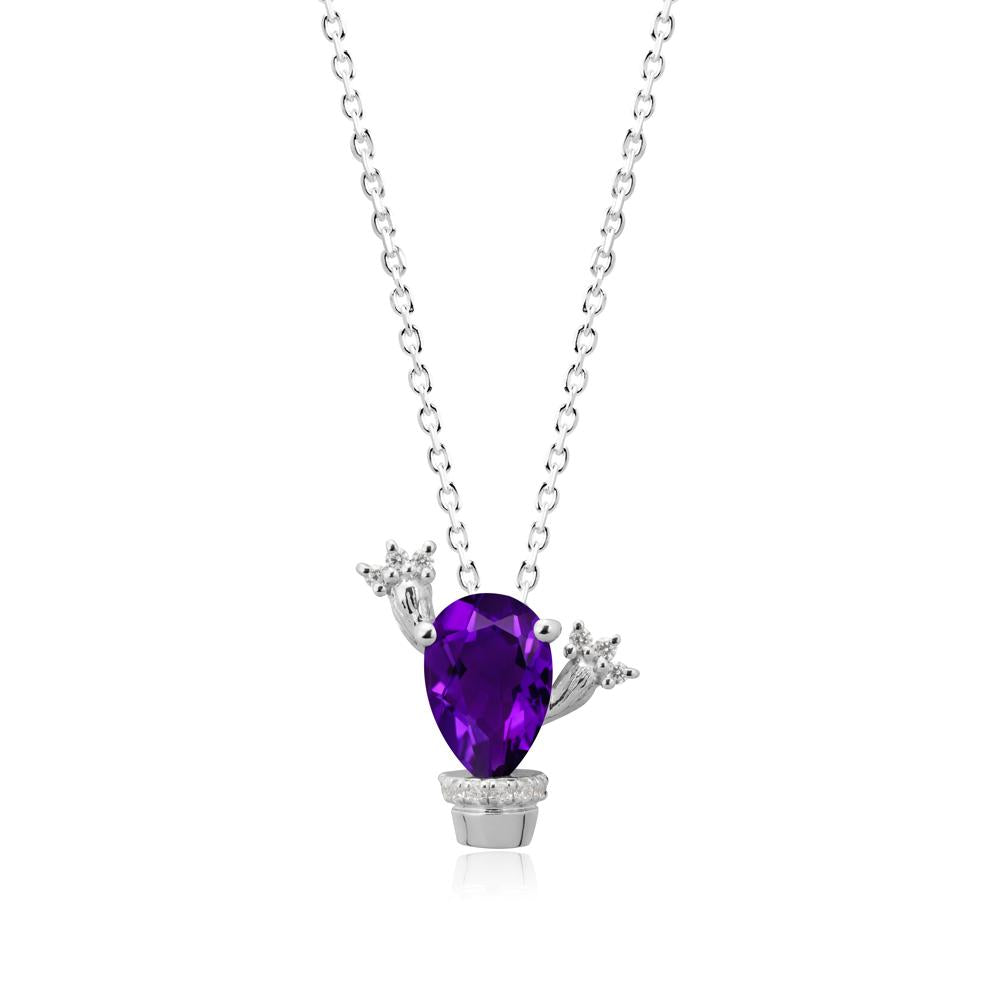 Unique Potted Plant Theme Amethyst Pendant Necklace - LUO Jewelry #metal_sterling silver