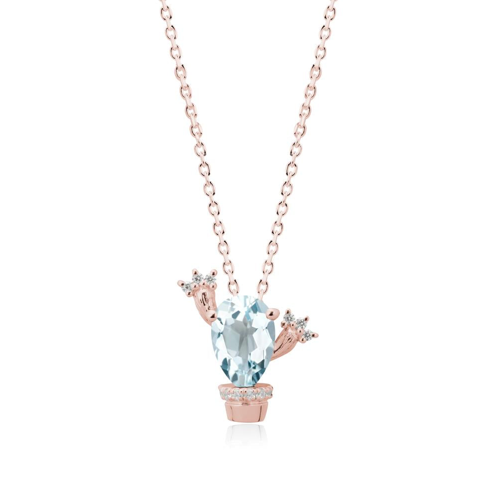 Pear Shaped Aquamarine Cactus Pendant - LUO Jewelry #metal_18k rose gold