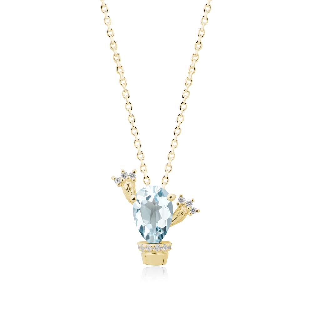 Pear Shaped Aquamarine Cactus Pendant - LUO Jewelry #metal_18k yellow gold