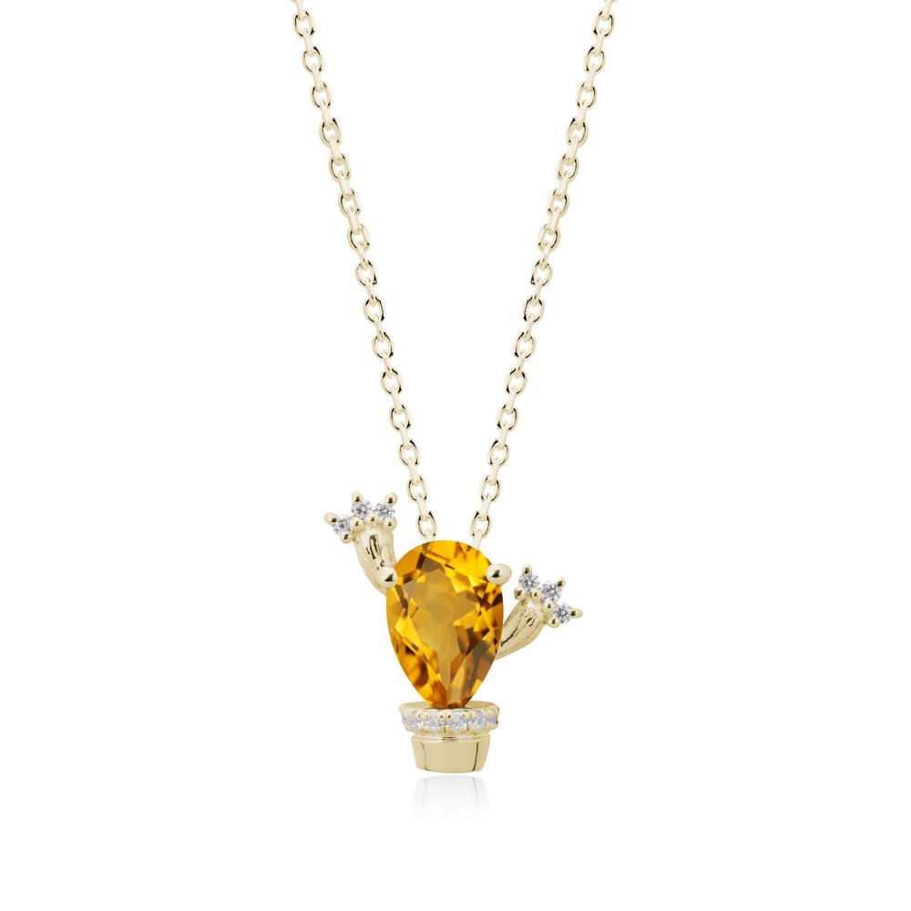 Unique Potted Plant Theme Citrine Pendant Necklace - LUO Jewelry #metal_14k yellow gold