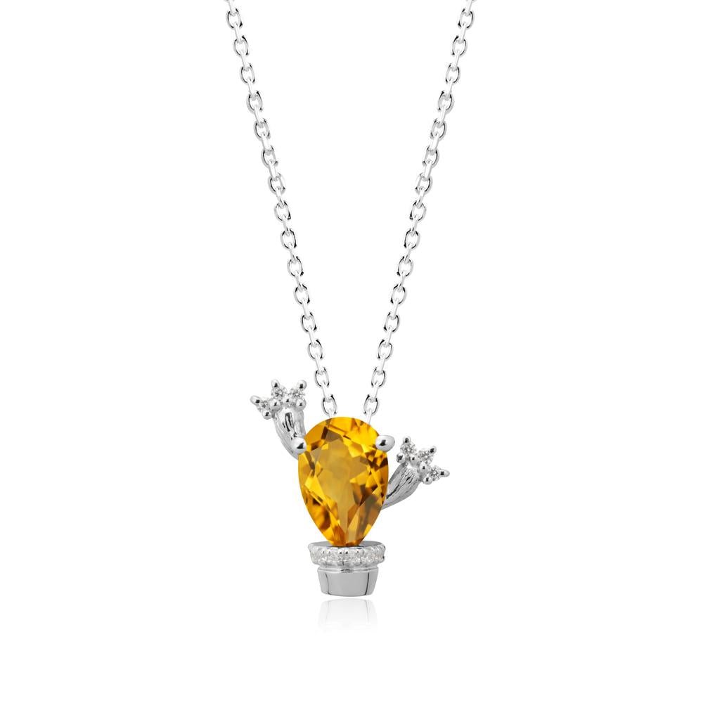 Unique Potted Plant Theme Citrine Pendant Necklace - LUO Jewelry #metal_sterling silver