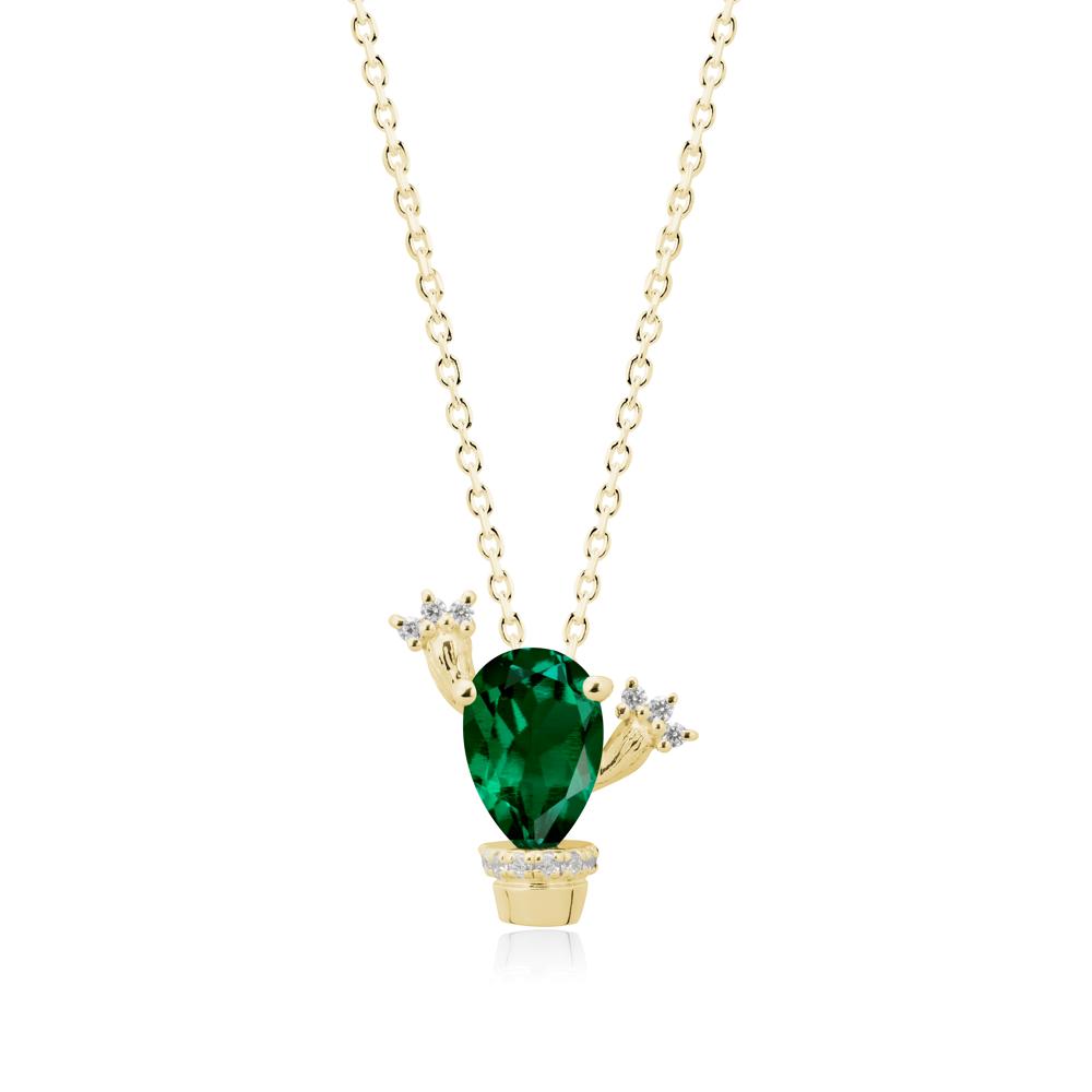Pear Shaped Emerald Cactus Pendant - LUO Jewelry #metal_18k yellow gold