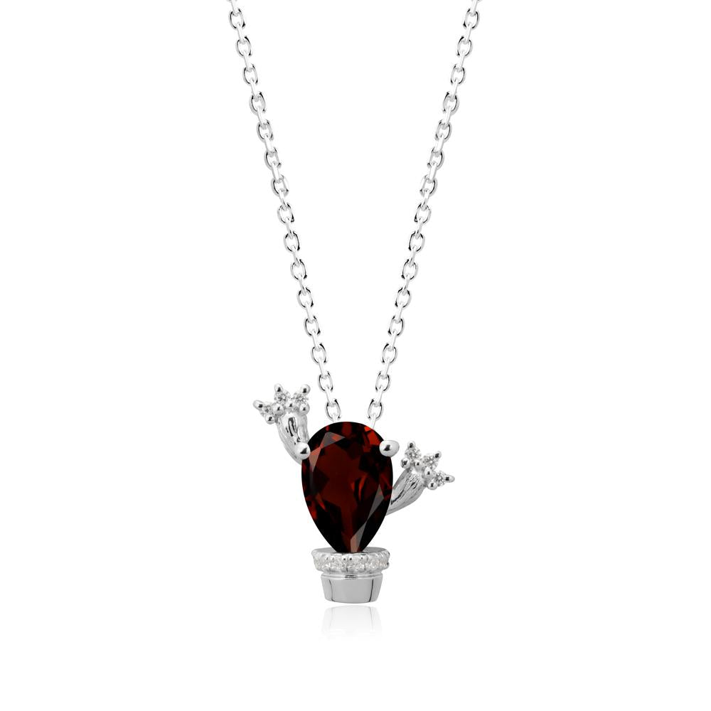 Unique Potted Plant Theme Garnet Pendant Necklace - LUO Jewelry #metal_14k white gold