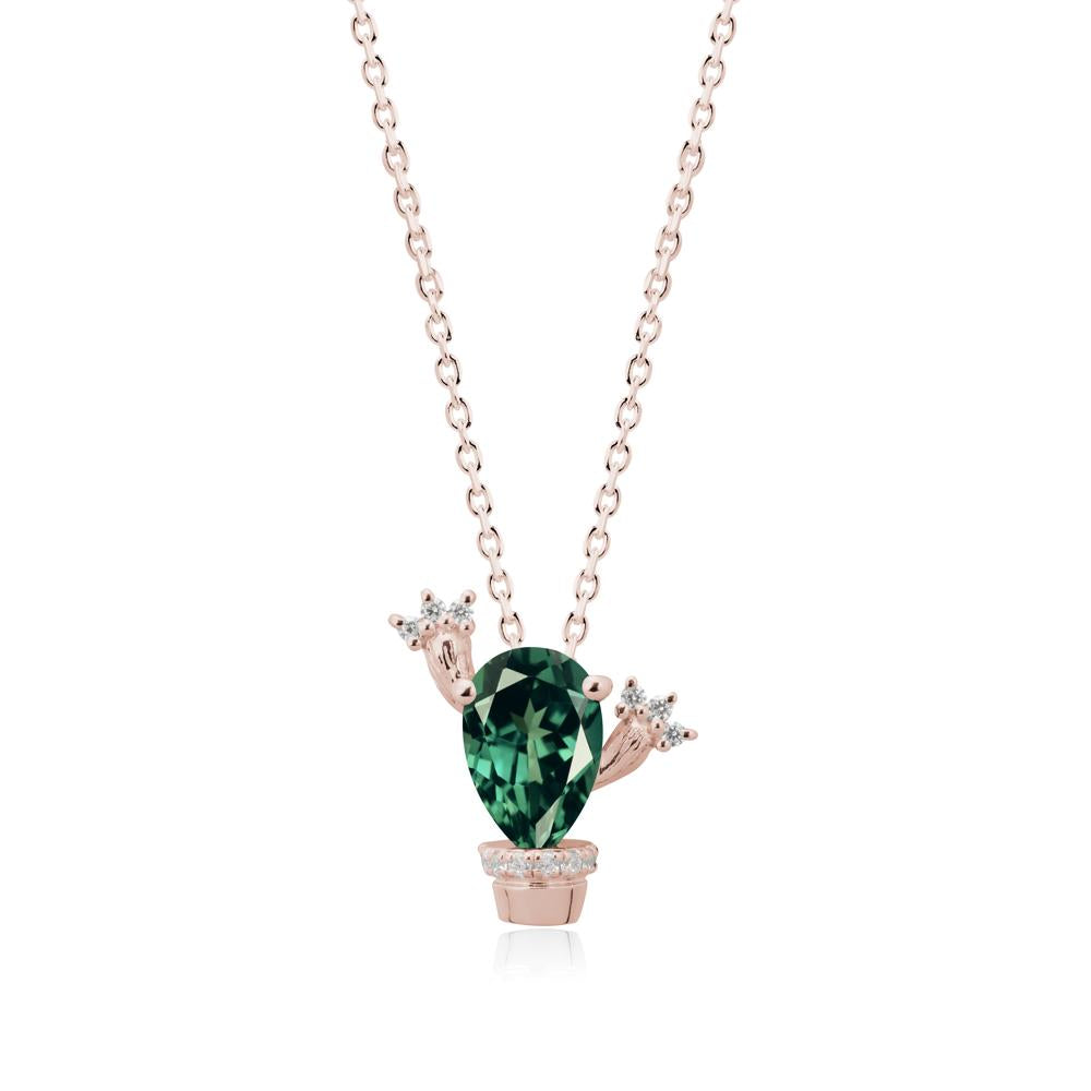 Unique Potted Plant Theme Green Sapphire Pendant Necklace - LUO Jewelry #metal_14k rose gold