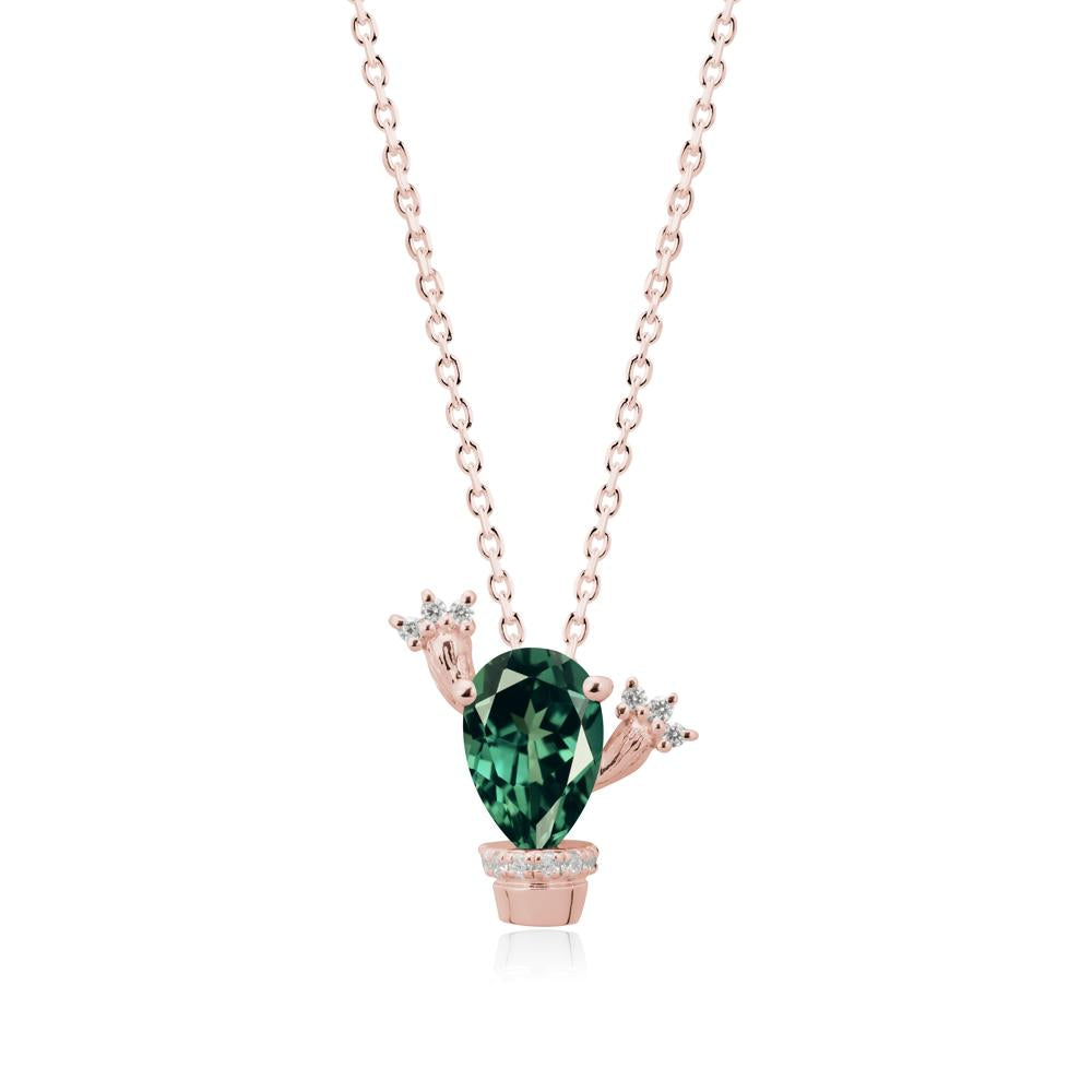 Unique Potted Plant Theme Green Sapphire Pendant Necklace - LUO Jewelry #metal_18k rose gold