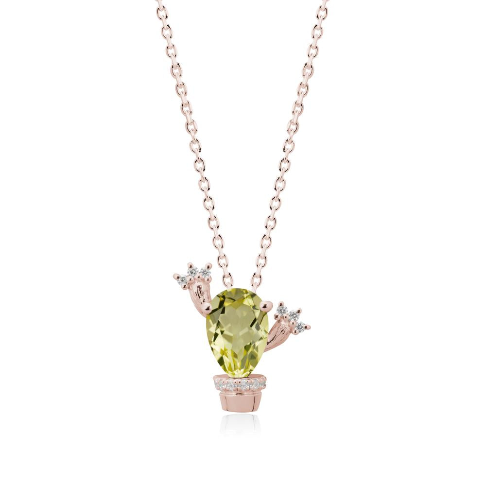 Pear Shaped Lemon Quartz Cactus Pendant - LUO Jewelry #metal_14k rose gold