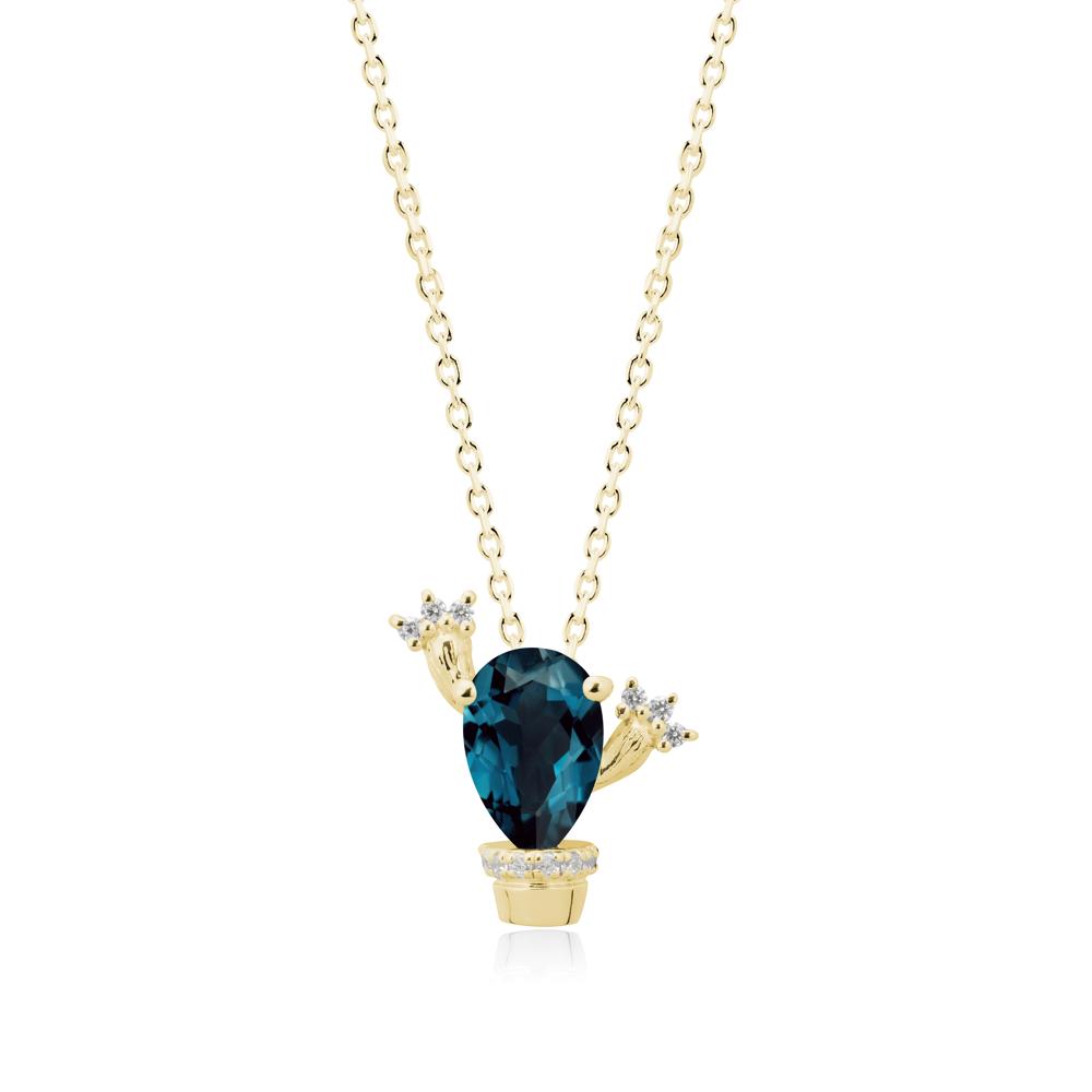 Unique Potted Plant Theme London Blue Topaz Pendant Necklace - LUO Jewelry #metal_18k yellow gold
