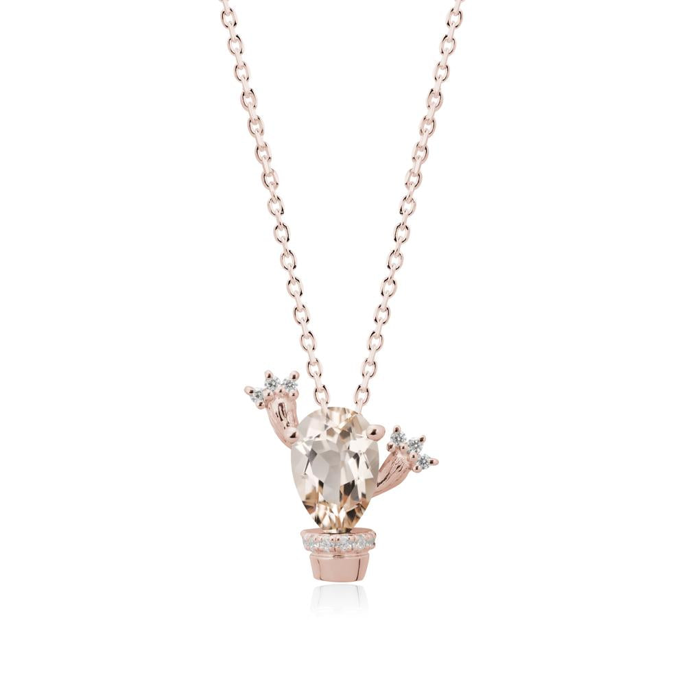 Pear Shaped Morganite Cactus Pendant - LUO Jewelry #metal_14k rose gold