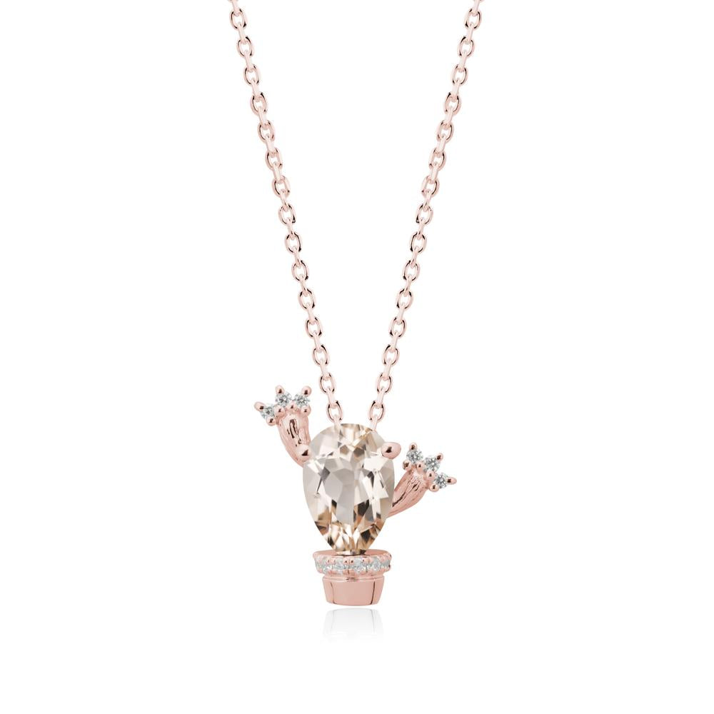 Pear Shaped Morganite Cactus Pendant - LUO Jewelry #metal_18k rose gold