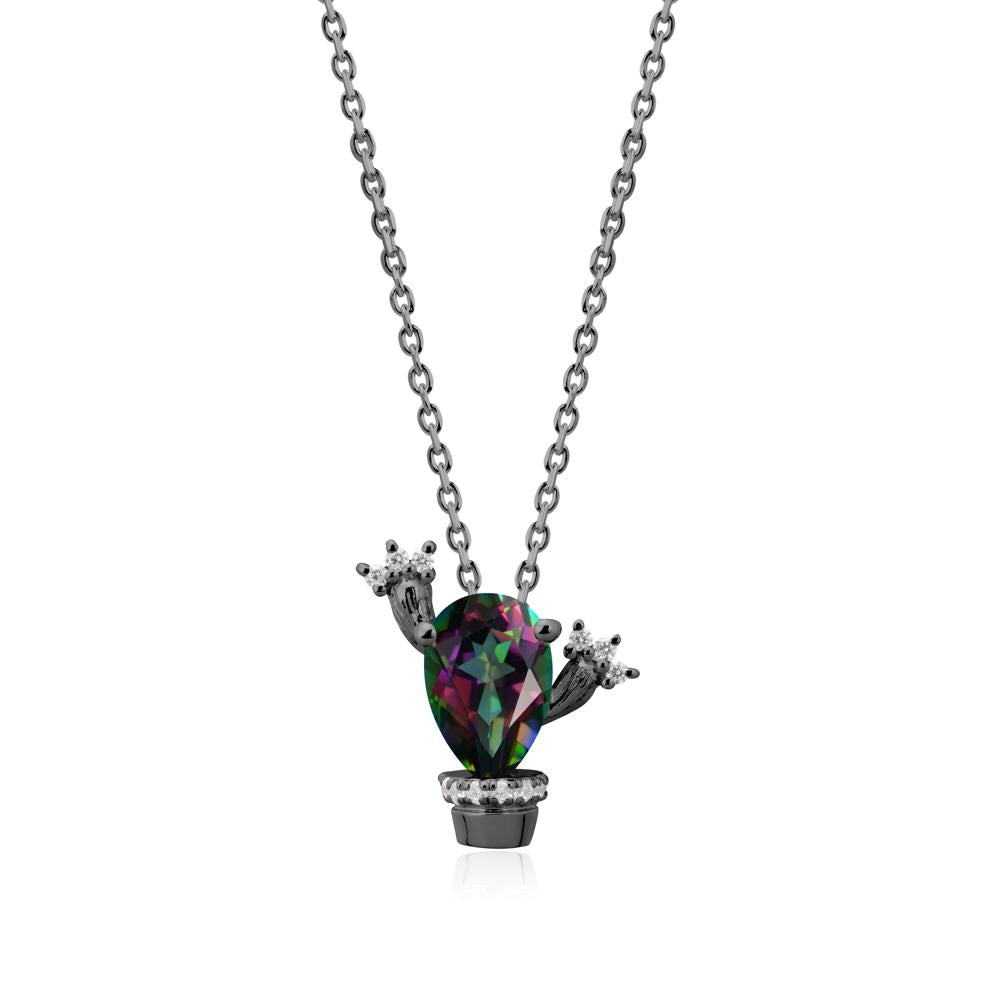 Unique Potted Plant Theme Mystic Topaz Pendant Necklace - LUO Jewelry #metal_black finish sterling silver
