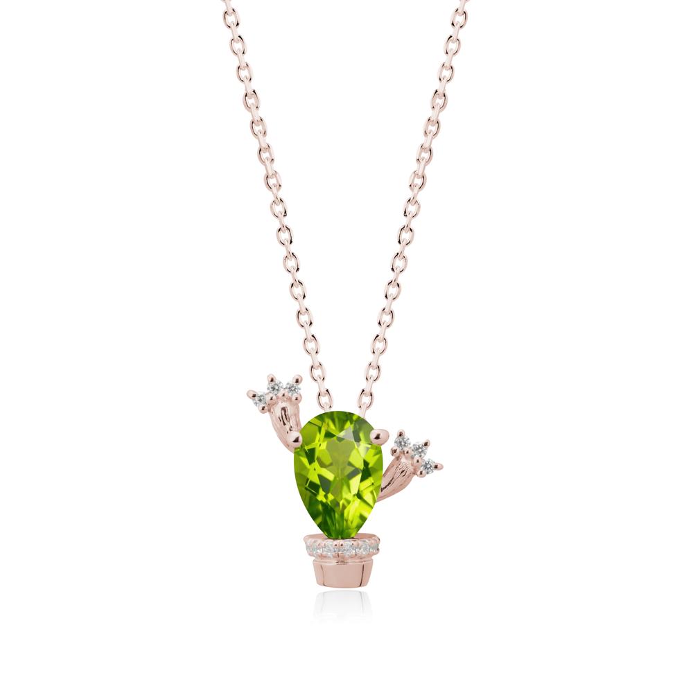 Pear Shaped Peridot Cactus Pendant - LUO Jewelry #metal_14k rose gold