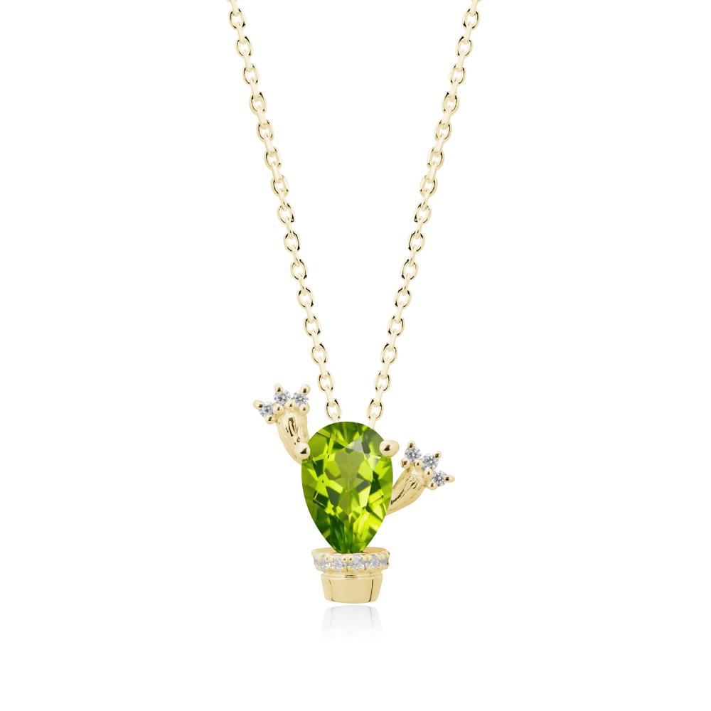 Pear Shaped Peridot Cactus Pendant - LUO Jewelry #metal_18k yellow gold