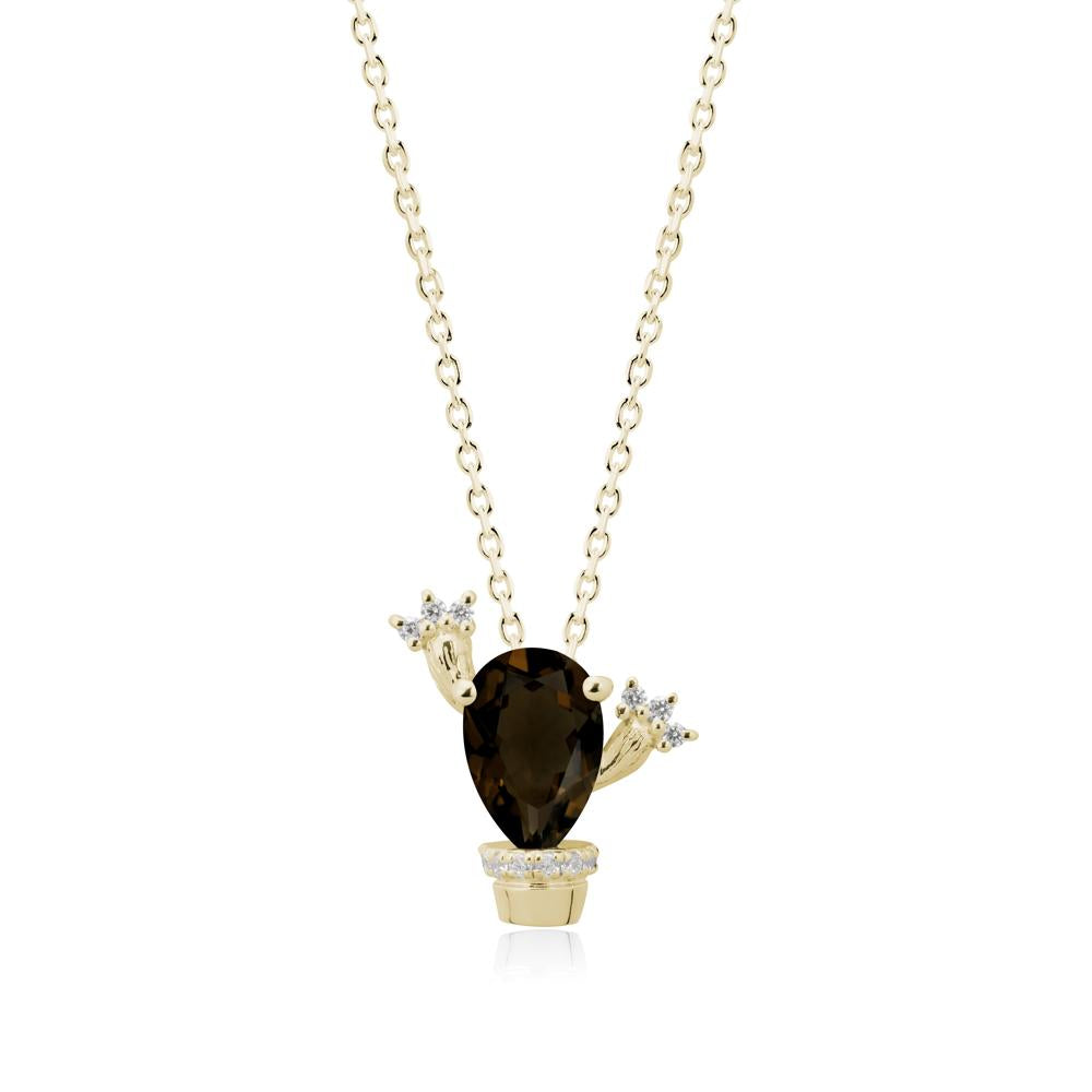 Unique Potted Plant Theme Smoky Quartz Pendant Necklace - LUO Jewelry #metal_14k yellow gold