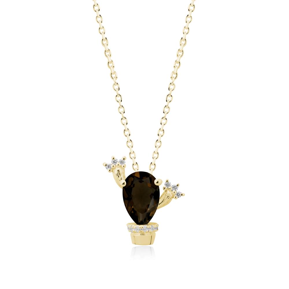 Unique Potted Plant Theme Smoky Quartz Pendant Necklace - LUO Jewelry #metal_18k yellow gold