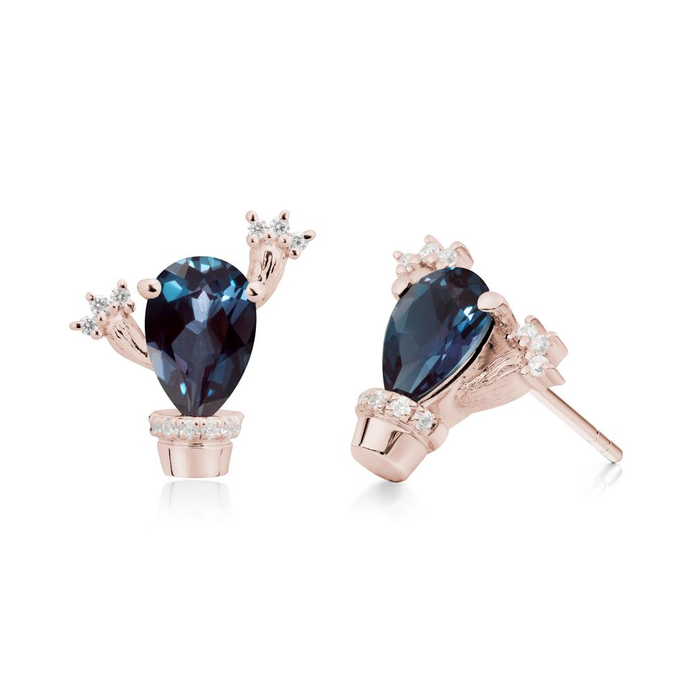 Unique Alexandrite Stud Earrings - LUO Jewelry #metal_14k rose gold