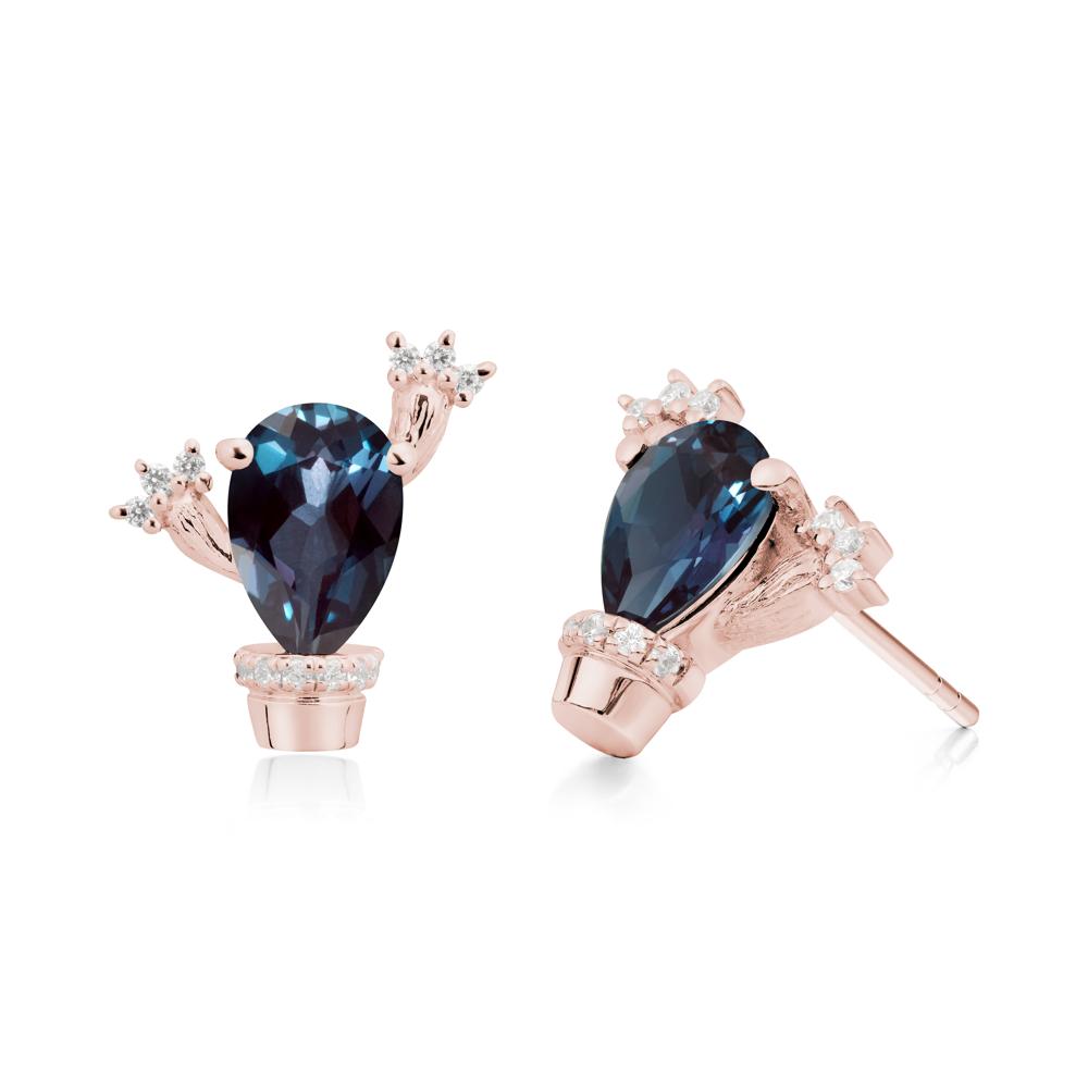 Unique Alexandrite Stud Earrings - LUO Jewelry #metal_18k rose gold