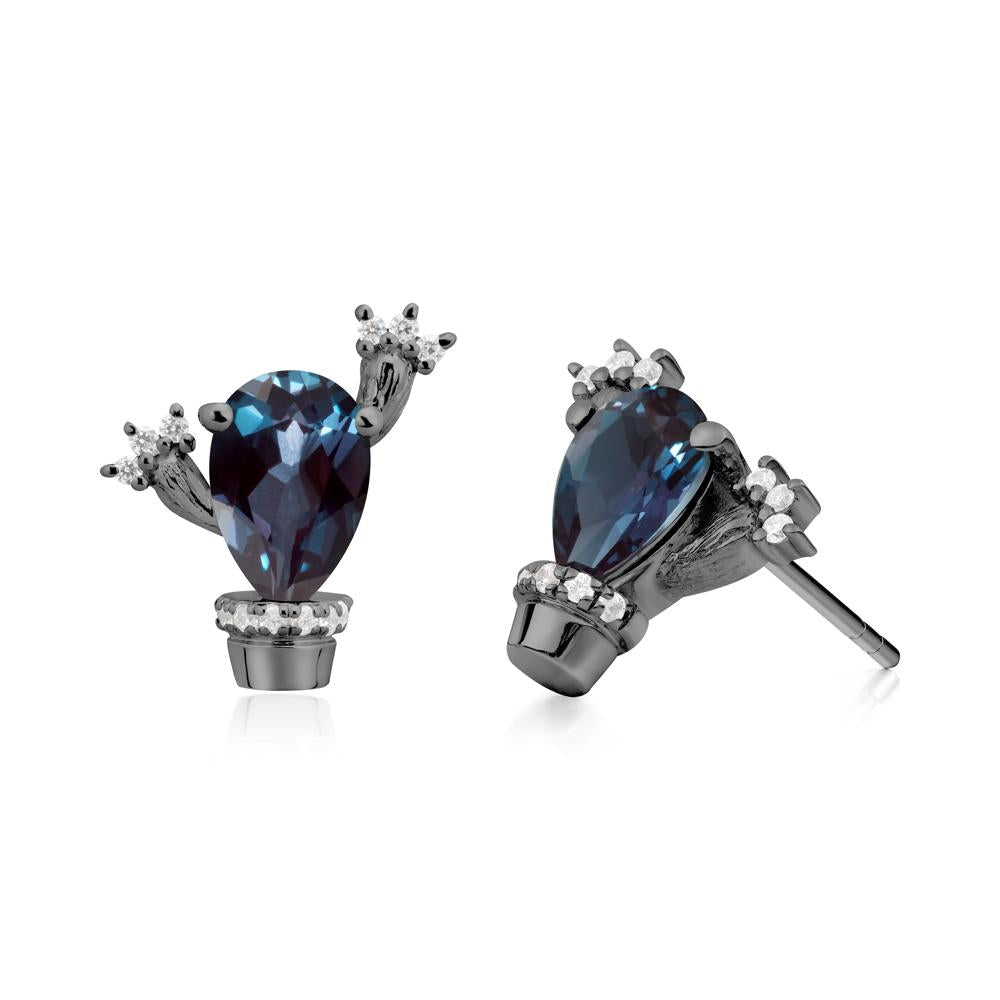 Unique Alexandrite Stud Earrings - LUO Jewelry #metal_black finish sterling silver