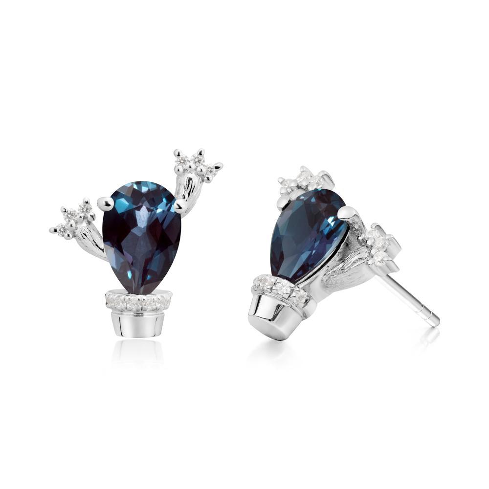 Unique Alexandrite Stud Earrings - LUO Jewelry #metal_sterling silver