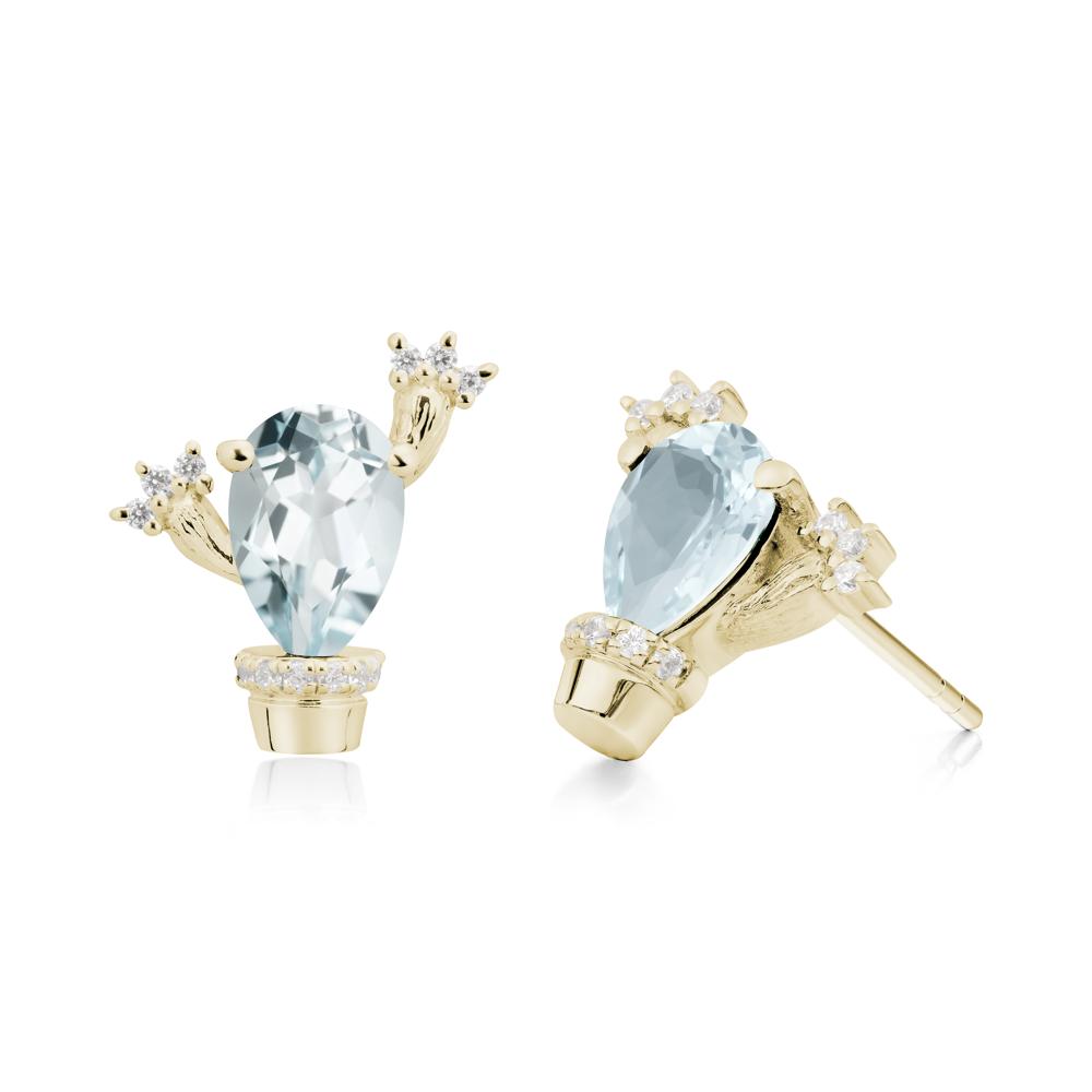 Unique Aquamarine Stud Earrings - LUO Jewelry #metal_14k yellow gold