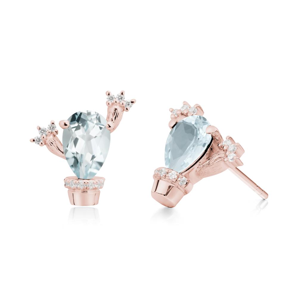 Unique Aquamarine Stud Earrings - LUO Jewelry #metal_18k rose gold