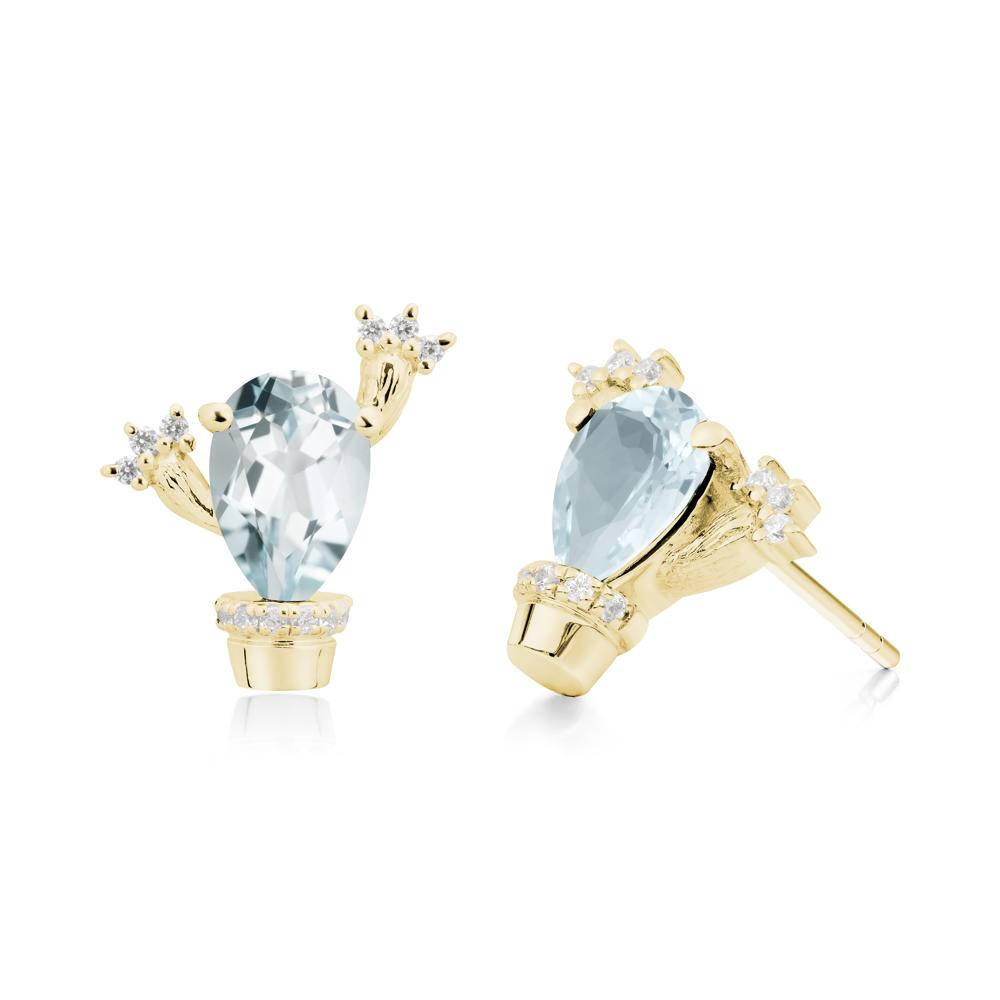 Unique Aquamarine Stud Earrings - LUO Jewelry #metal_18k yellow gold