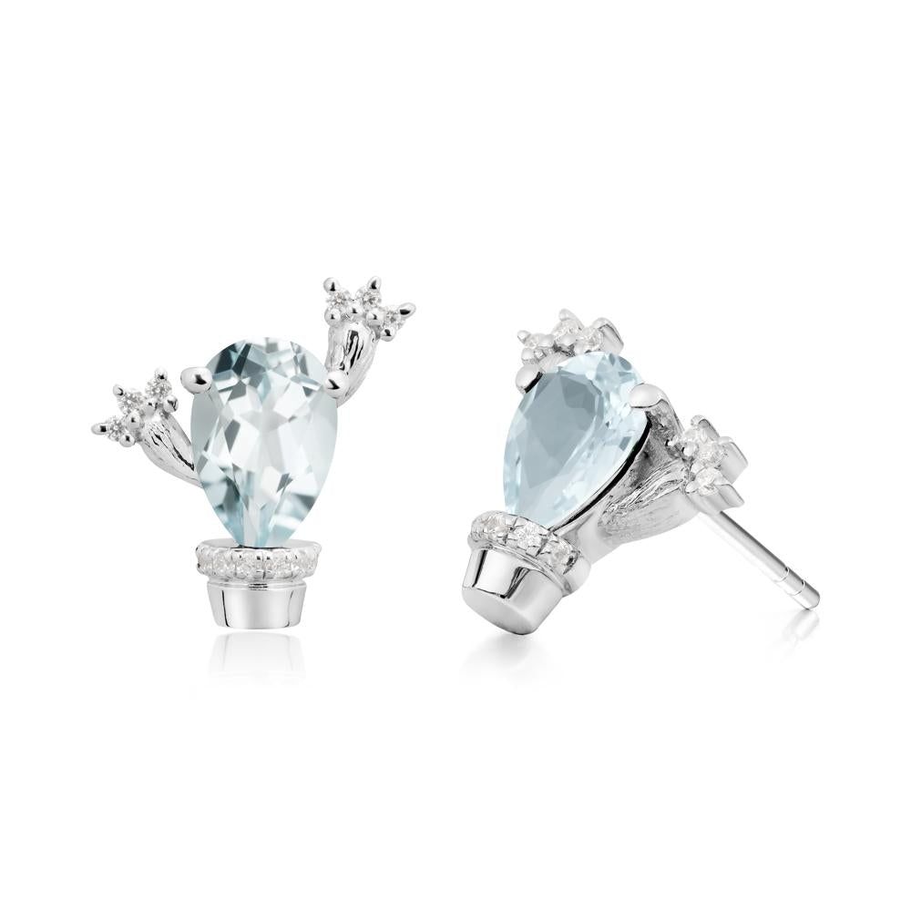 Unique Aquamarine Stud Earrings - LUO Jewelry #metal_sterling silver