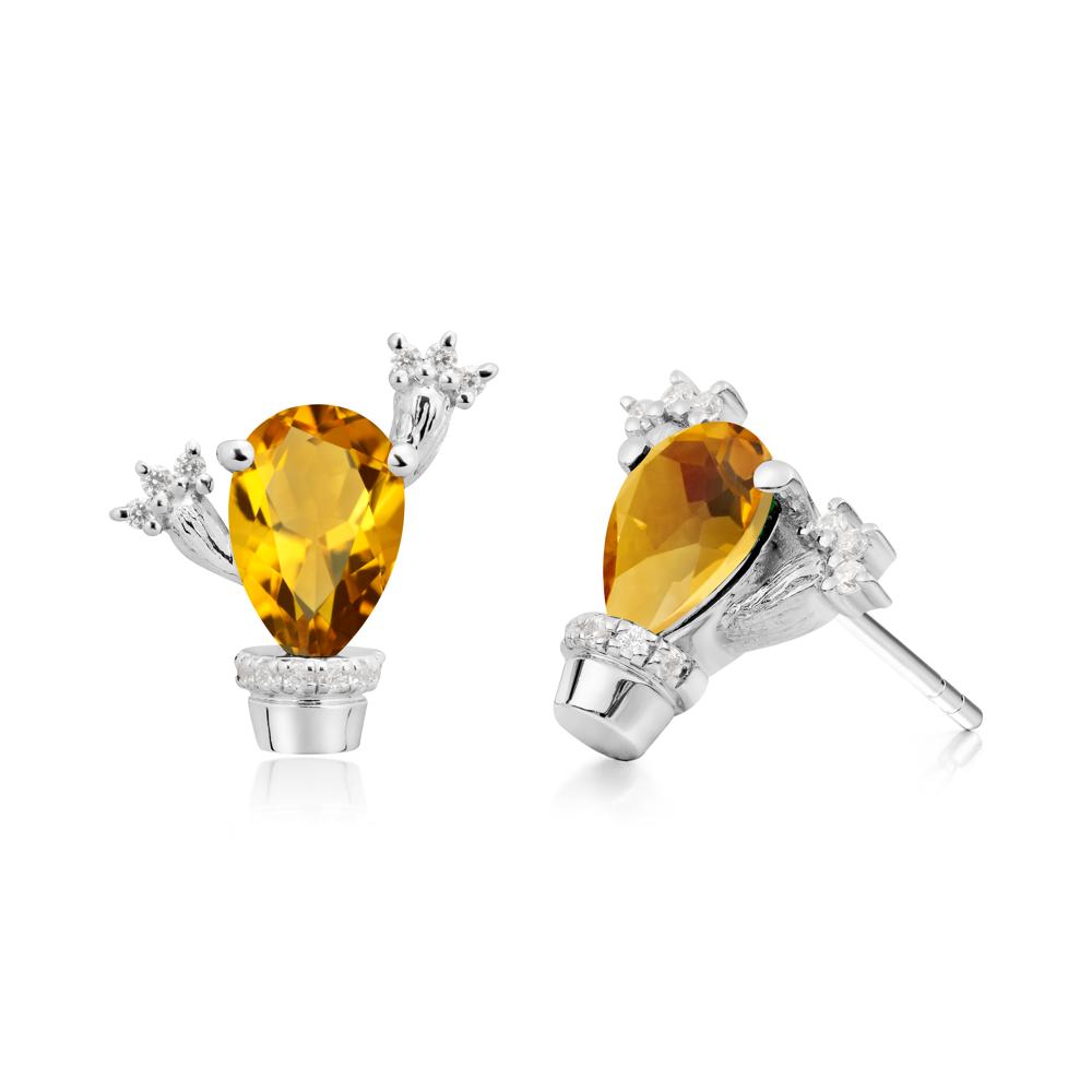 Pear Shaped Citrine Cactus Stud Earrings - LUO Jewelry #metal_sterling silver