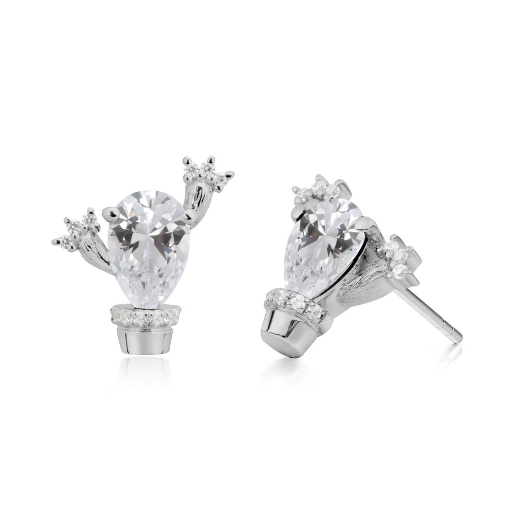 Unique Cubic Zirconia Stud Earrings - LUO Jewelry #metal_platinum