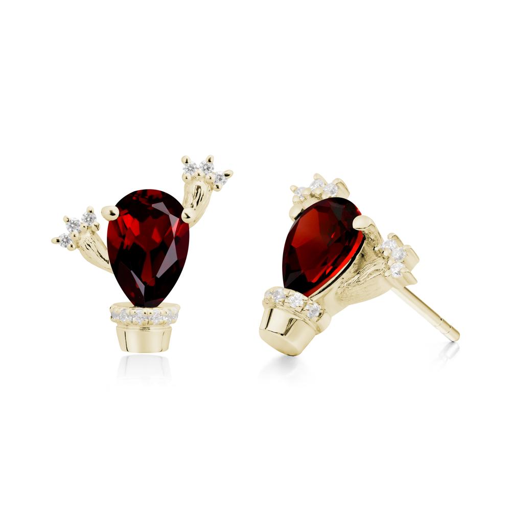 Unique Garnet Stud Earrings - LUO Jewelry #metal_14k yellow gold