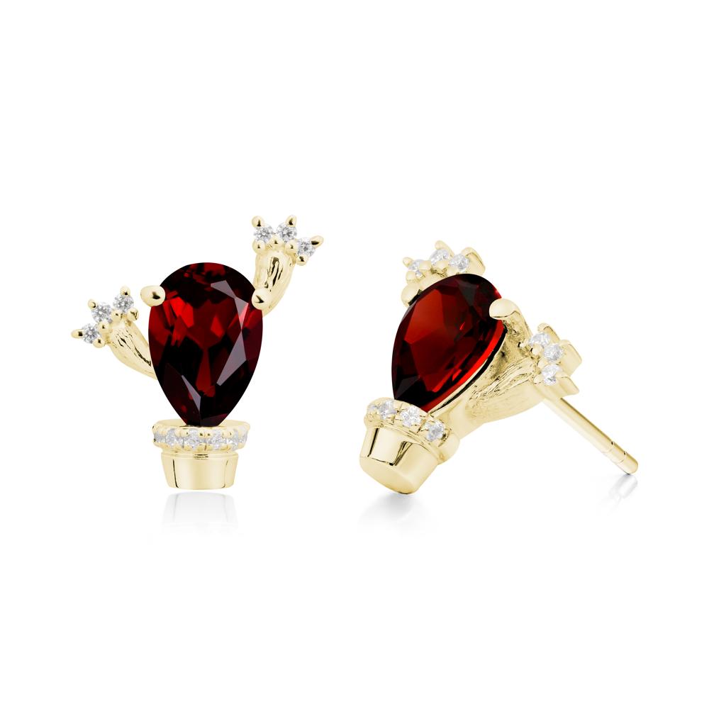 Unique Garnet Stud Earrings - LUO Jewelry #metal_18k yellow gold