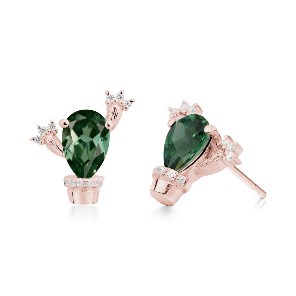 Unique Green Sapphire Stud Earrings - LUO Jewelry #metal_18k rose gold